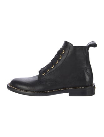 Zadig & Voltaire Leather Chain-Link Accents Combat Boots