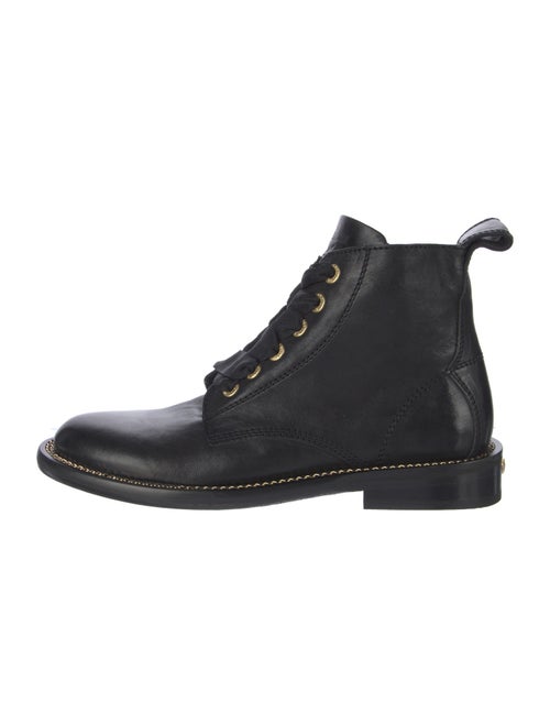 Zadig & Voltaire Leather Chain-Link Accents Combat Boots