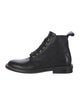 Zadig & Voltaire Leather Chain-Link Accents Combat Boots