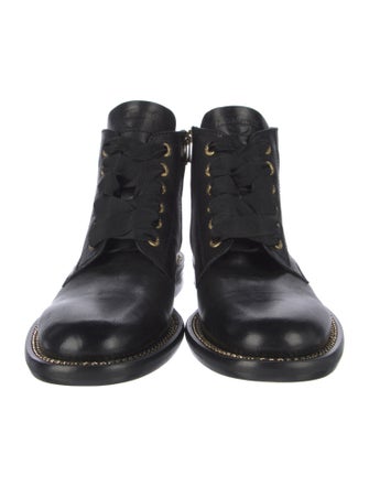 Zadig & Voltaire Leather Chain-Link Accents Combat Boots