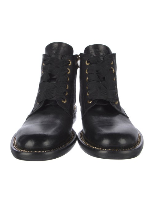 Zadig & Voltaire Leather Chain-Link Accents Combat Boots