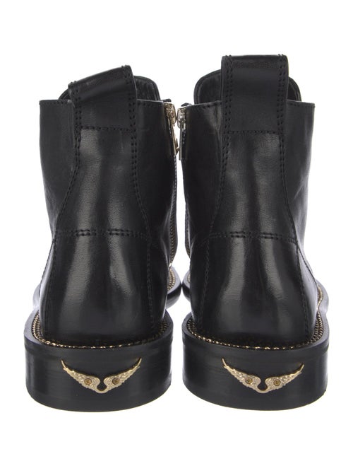 Zadig & Voltaire Leather Chain-Link Accents Combat Boots