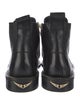 Zadig & Voltaire Leather Chain-Link Accents Combat Boots