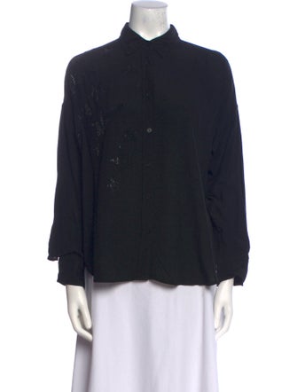 Zadig & Voltaire Mock Neck Long Sleeve Button-Up Top
