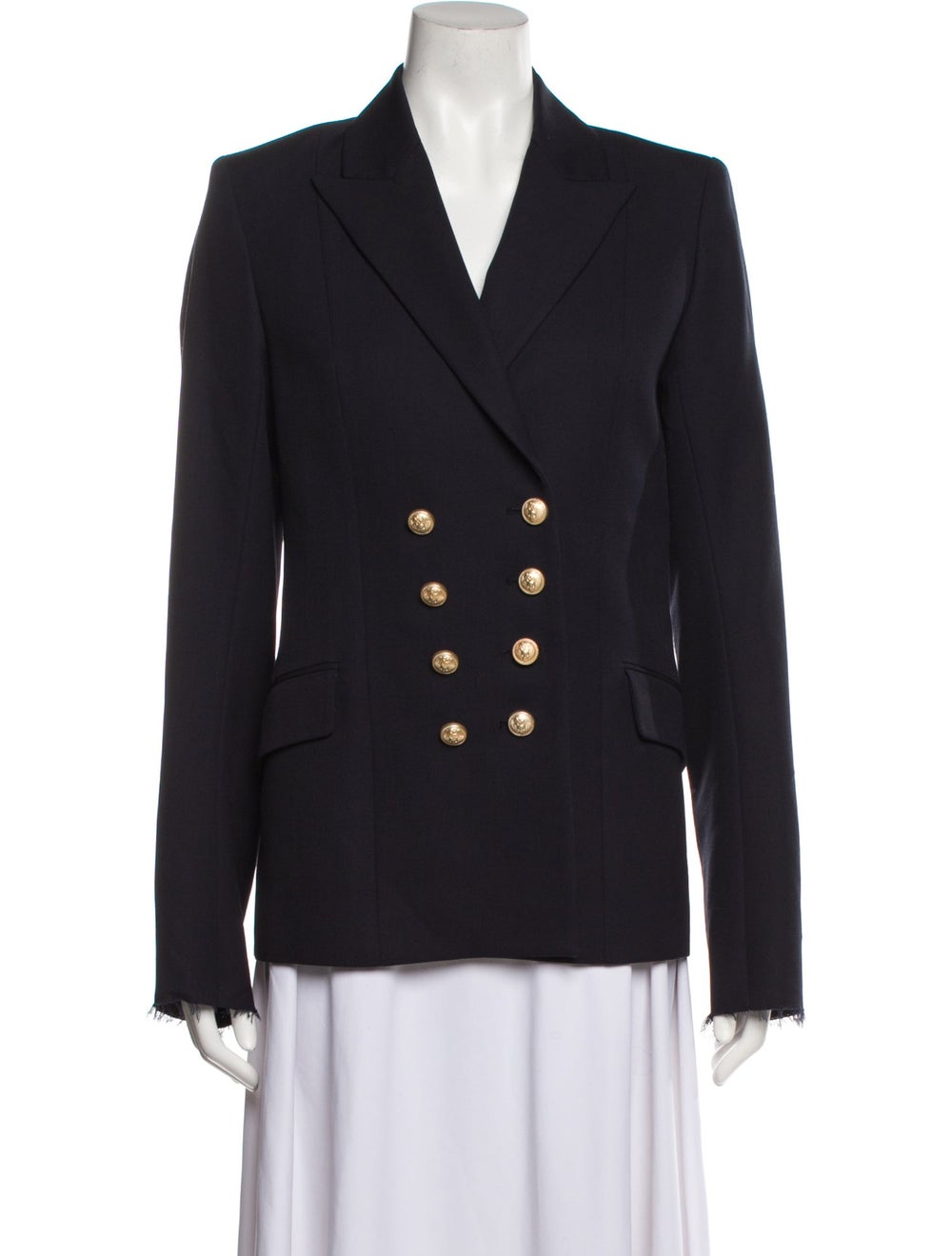 Zadig & Voltaire Virgin Wool Blazer Black Raw-Edge Trim & Pointed Collar