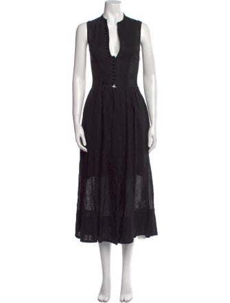 Zeus + Dione Linen Midi Length Dress
