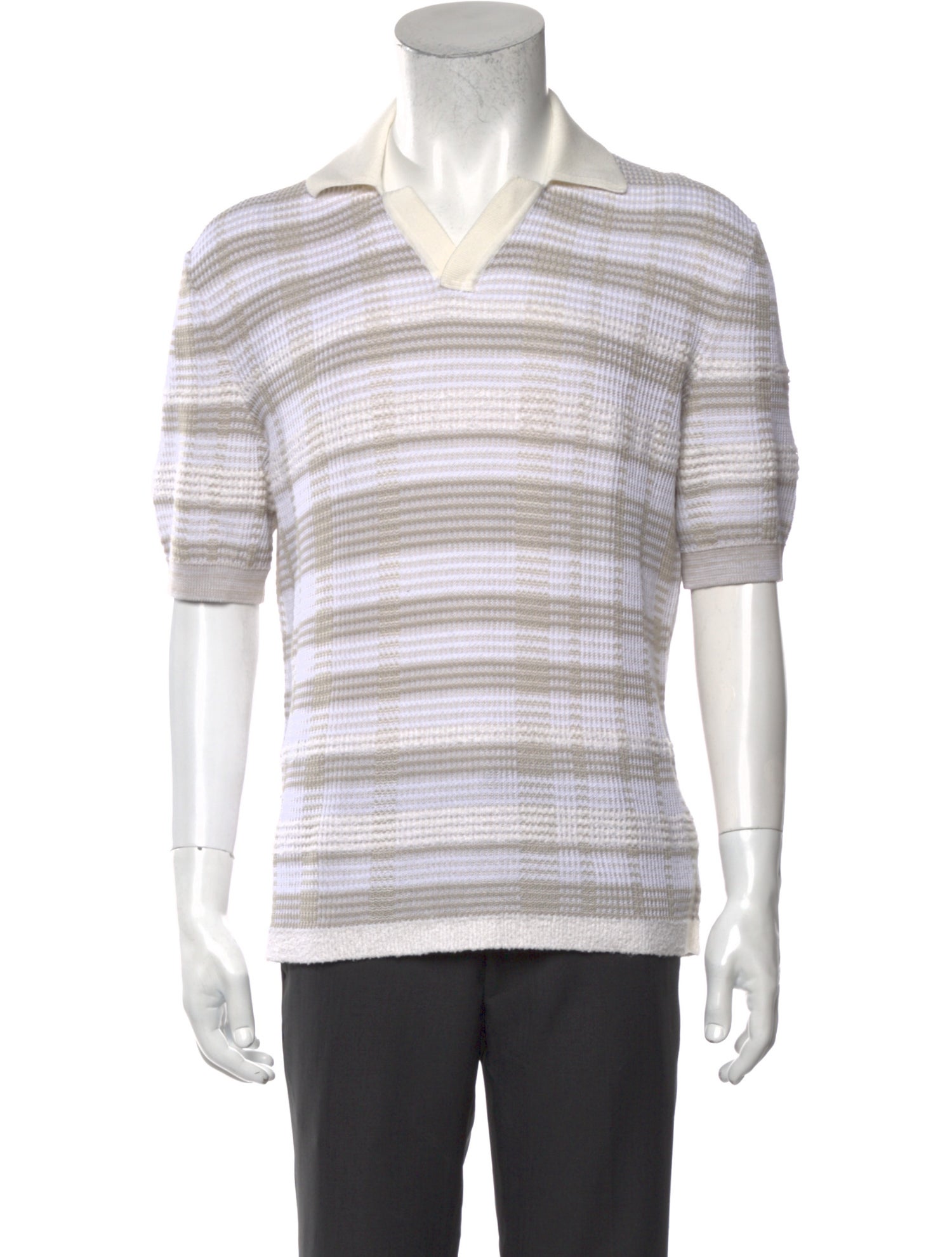 Zegna Striped V-Neck Polo Sweater