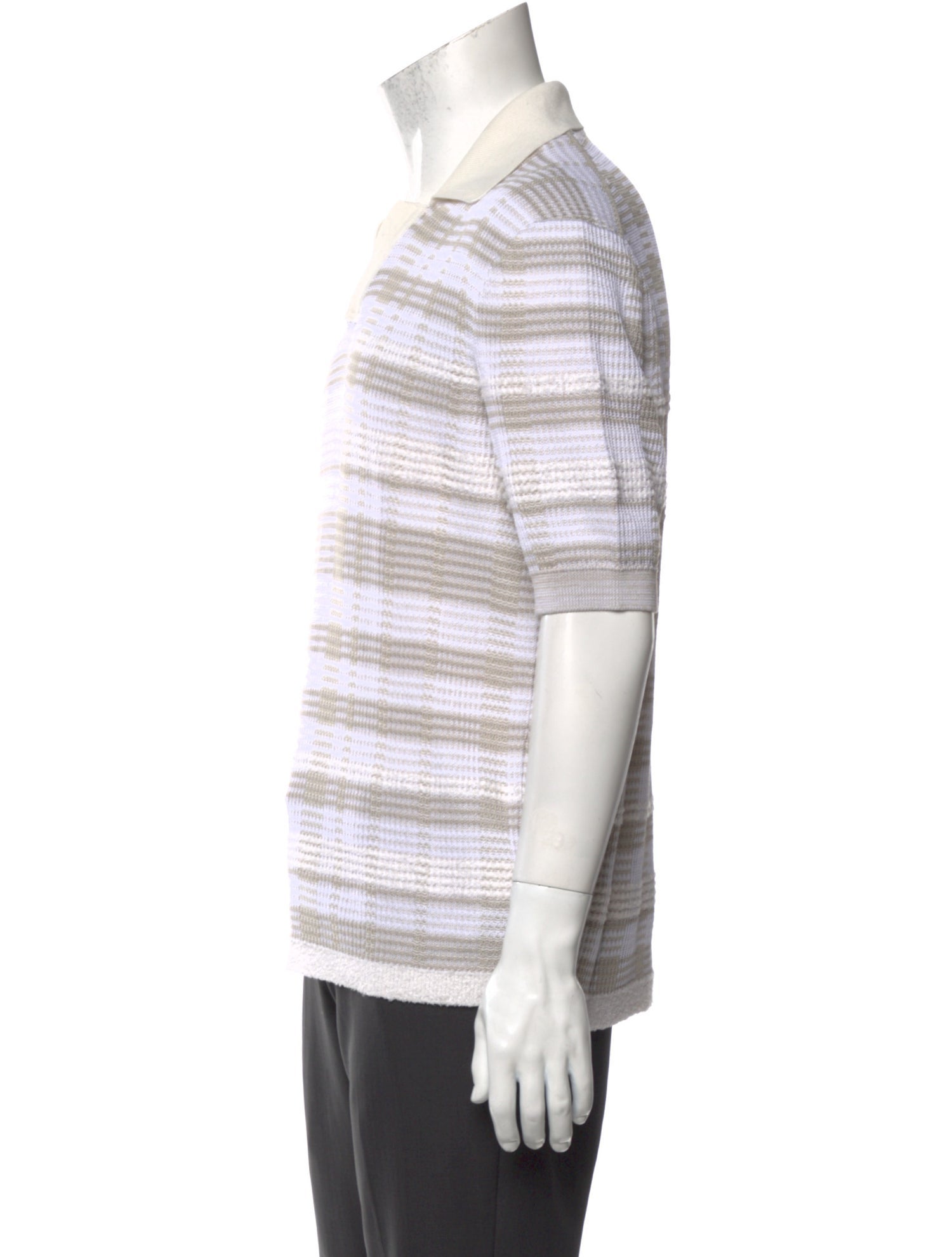 Zegna Striped V-Neck Polo Sweater