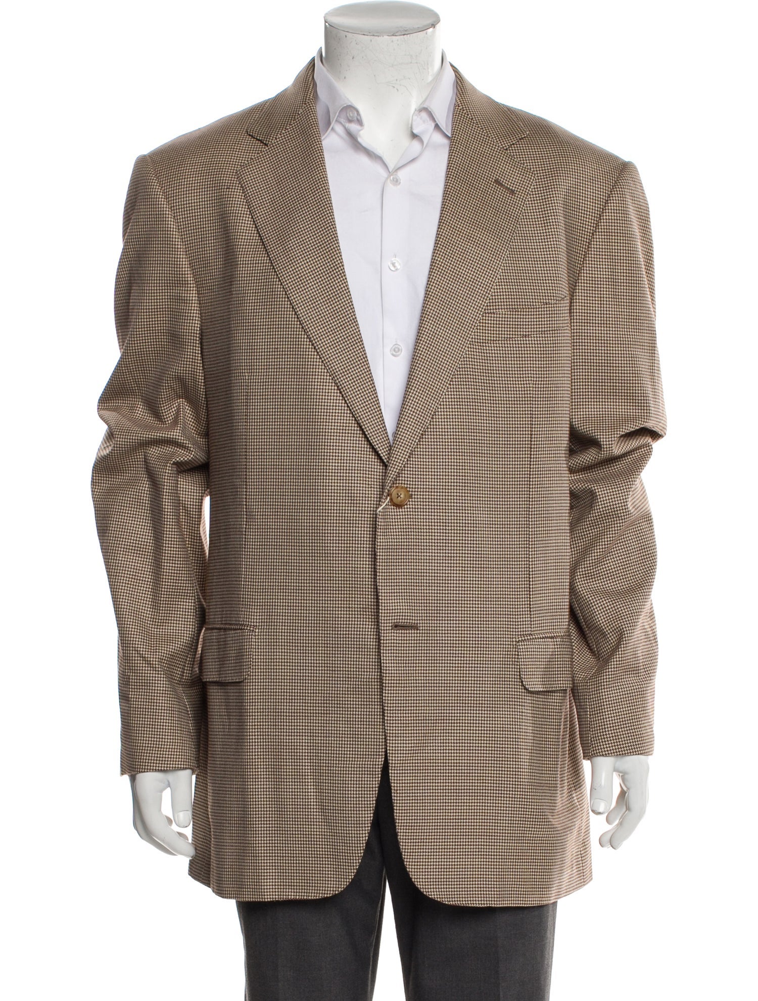 Zegna Wool Houndstooth Print Blazer
