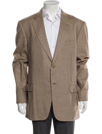 Zegna Wool Houndstooth Print Blazer