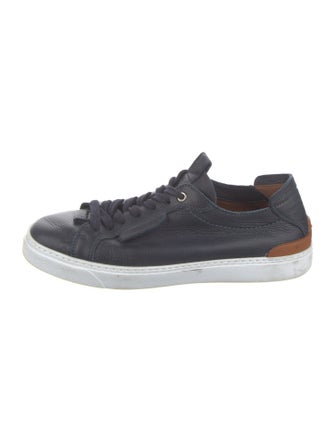Zegna Leather Colorblock Pattern Sneakers