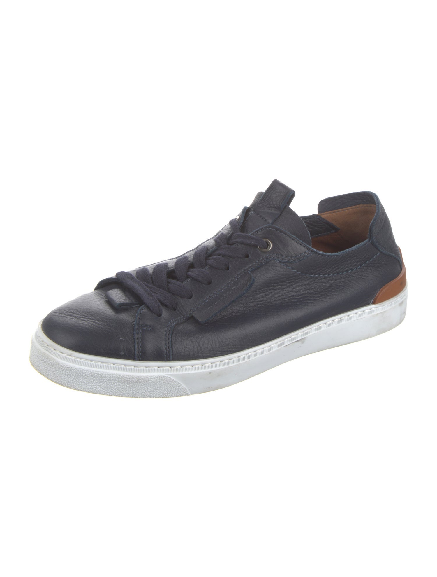 Zegna Leather Colorblock Pattern Sneakers