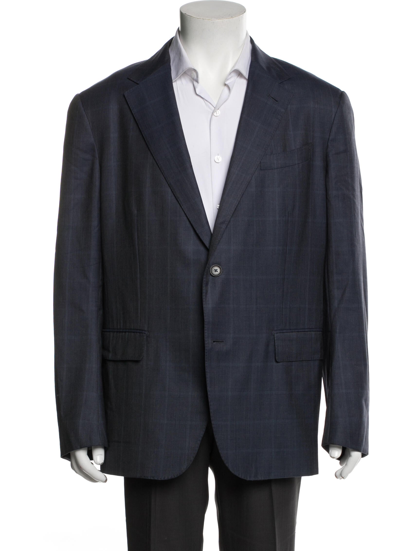 Zegna Wool Plaid Print Blazer