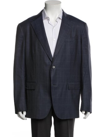 Zegna Wool Plaid Print Blazer