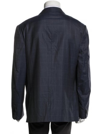 Zegna Wool Plaid Print Blazer