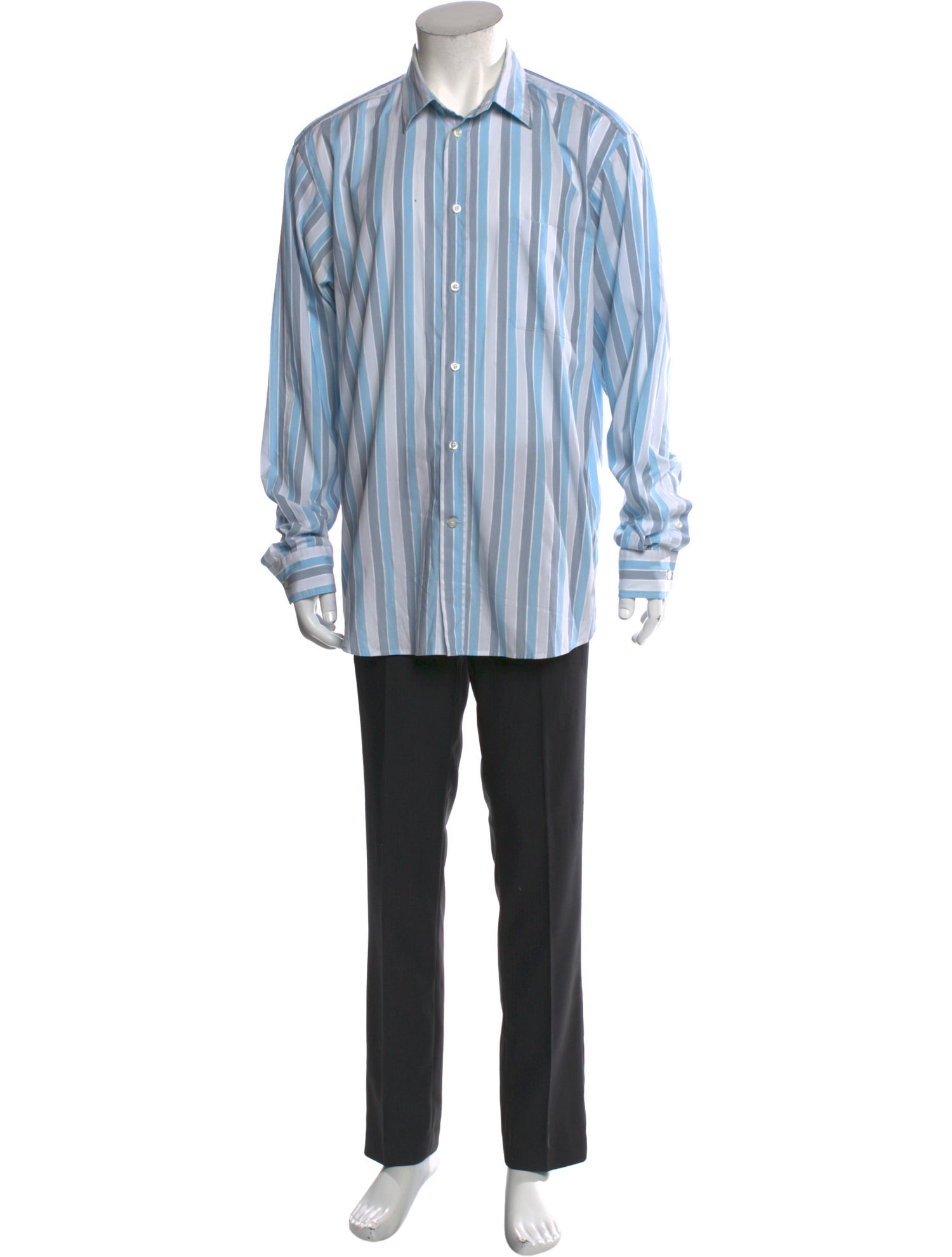 Zegna Striped Long Sleeve Dress Shirt