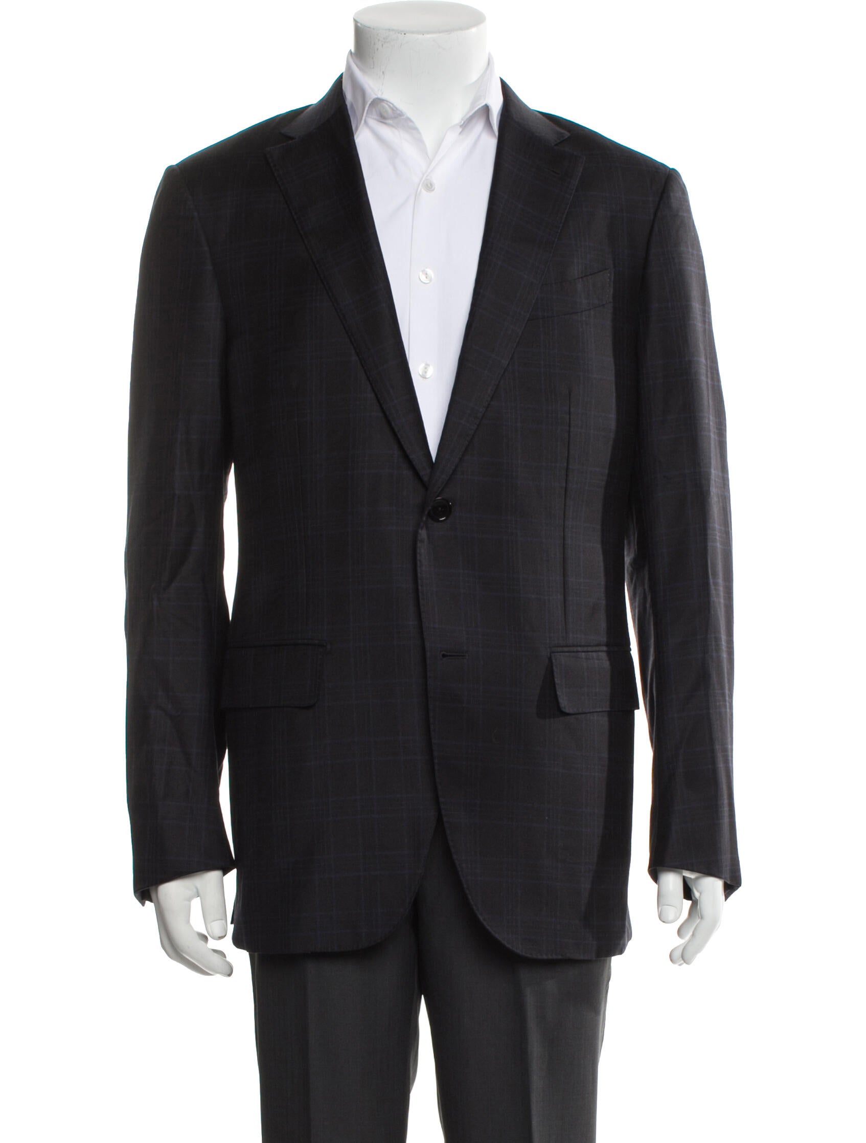 Zegna Wool Plaid Print Blazer