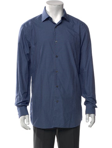 Zegna Casual Shirts Plaid Print Long Sleeve Shirt L