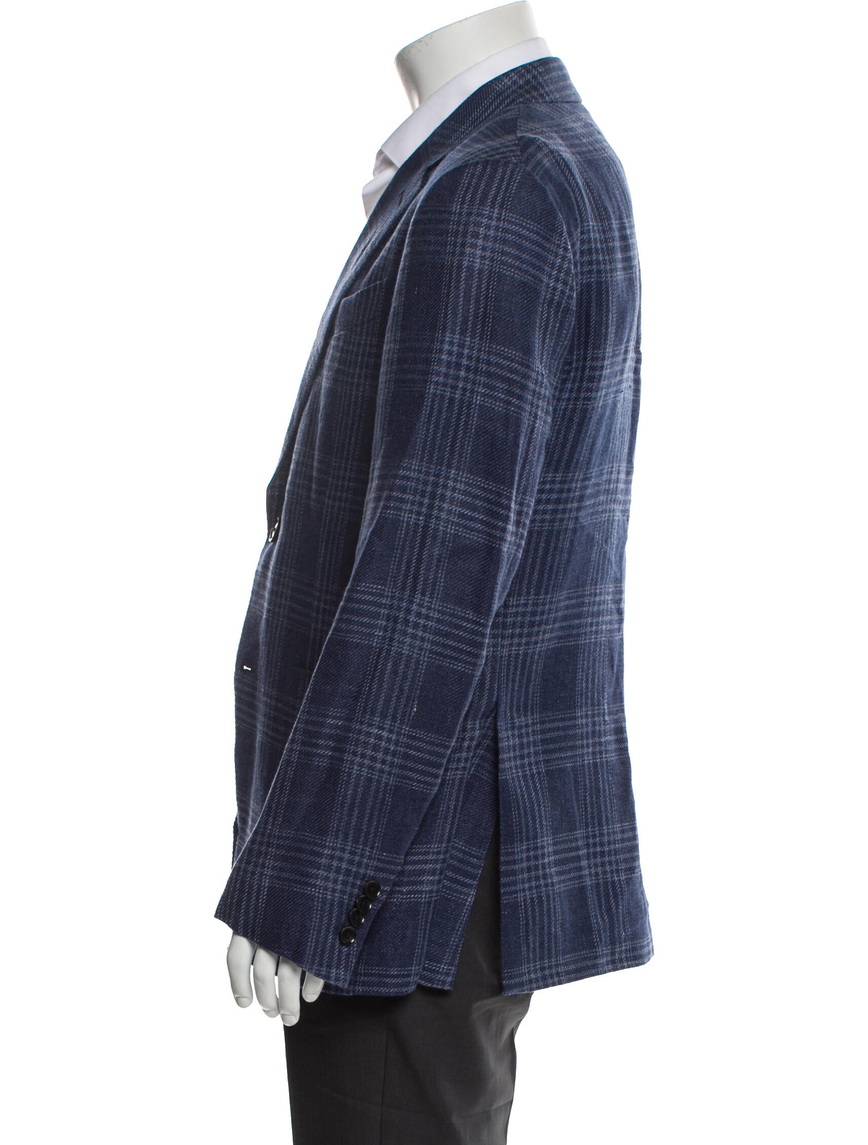 Zegna Linen Plaid Print Blazer