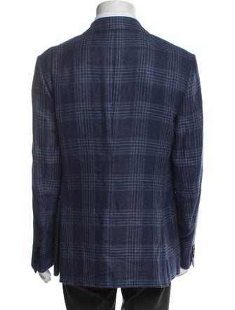 Zegna Linen Plaid Print Blazer
