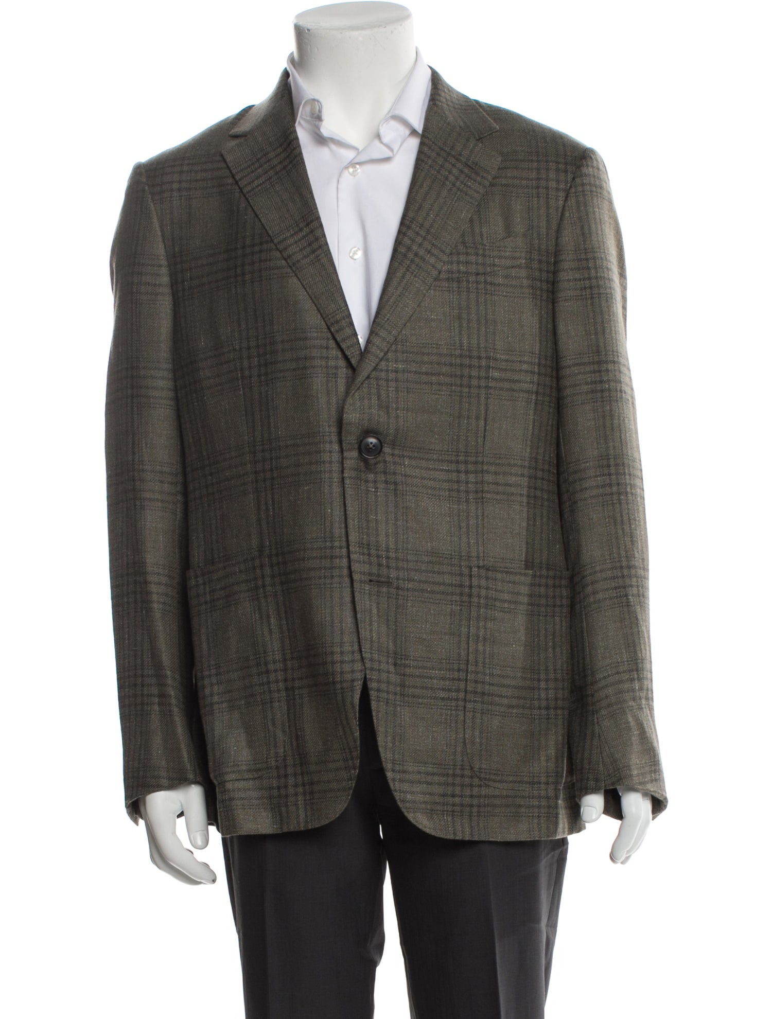 Zegna Cashmere Plaid Print Blazer