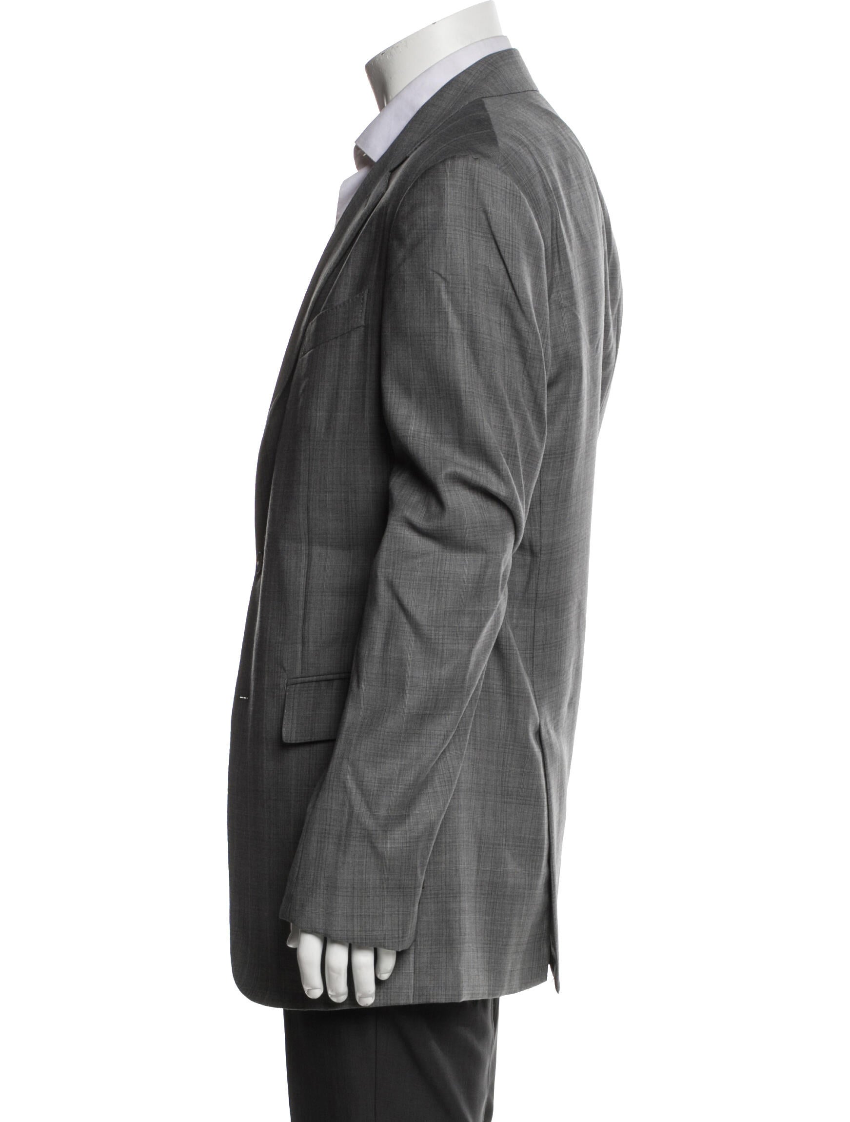 Zegna Wool Plaid Print Peacoat