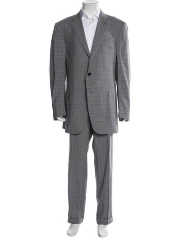 Ermenegildo Zegna Suiting Wool Plaid Print Two-Piece Suit L