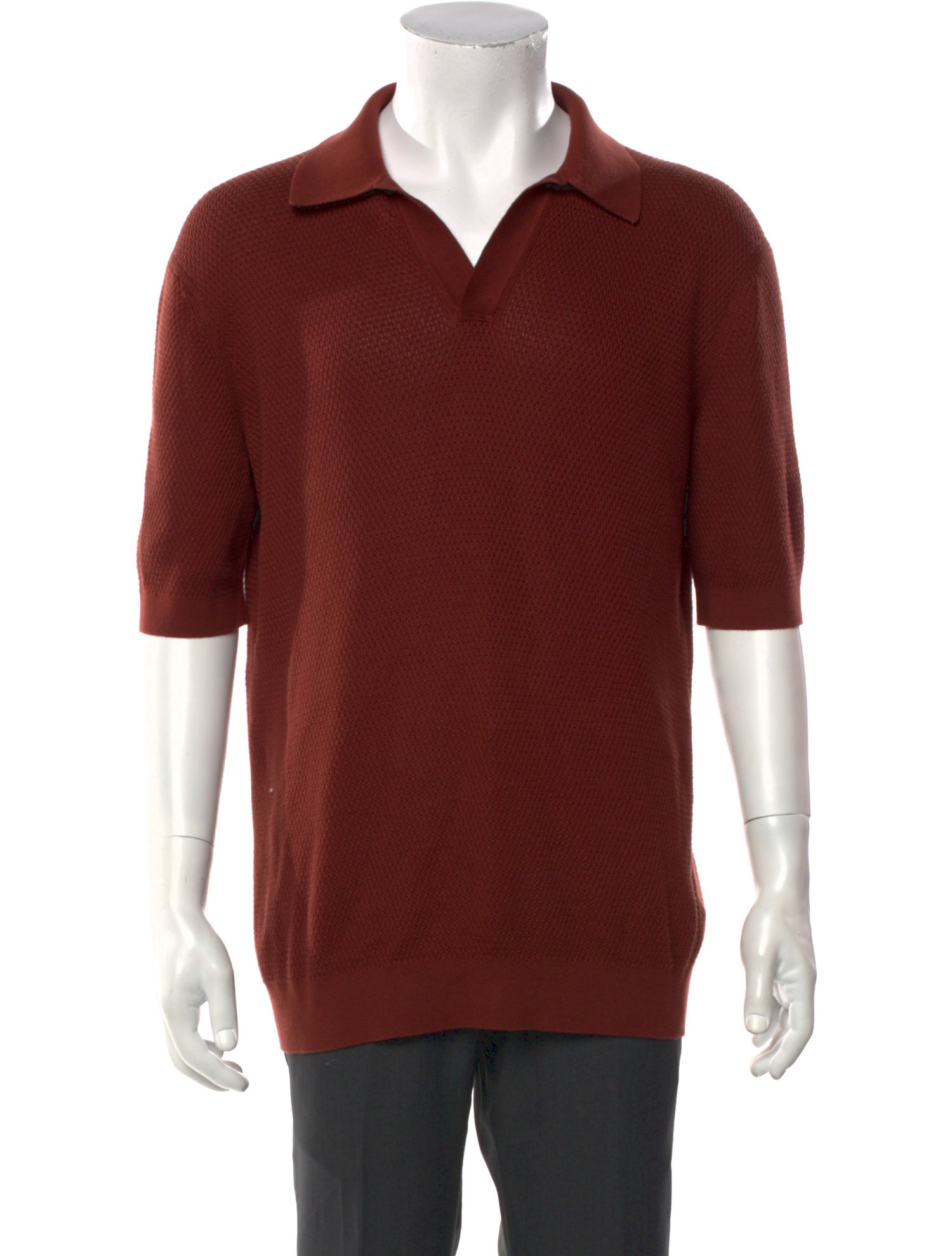 Zegna V-Neck Short Sleeve Polo Shirt