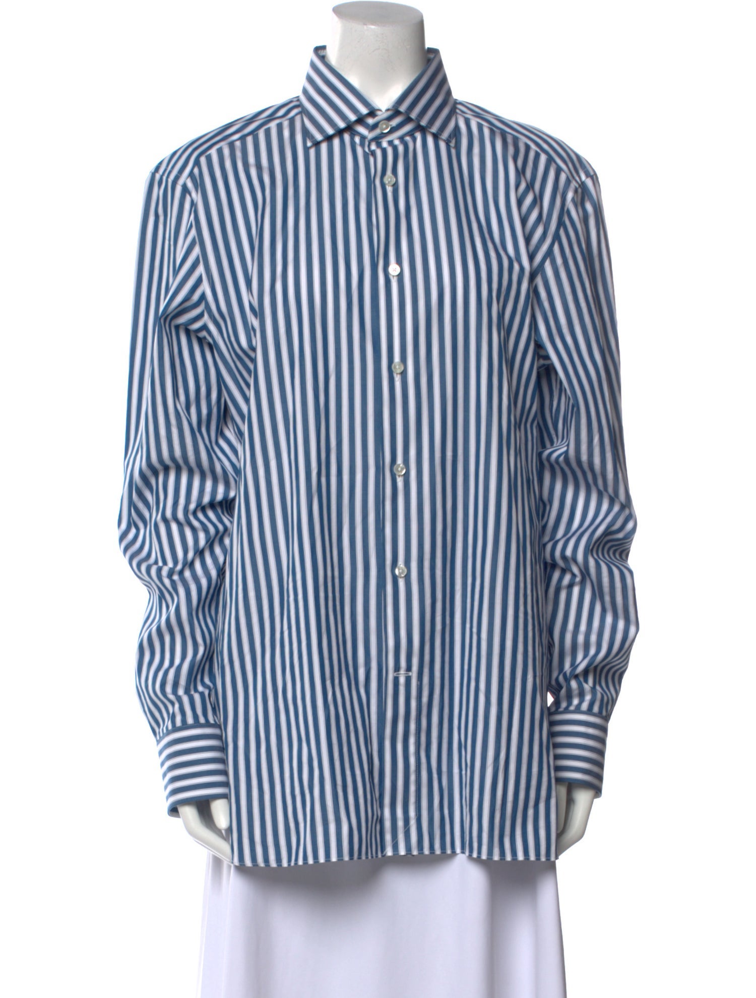 Zegna Striped Long Sleeve Button-Up Top