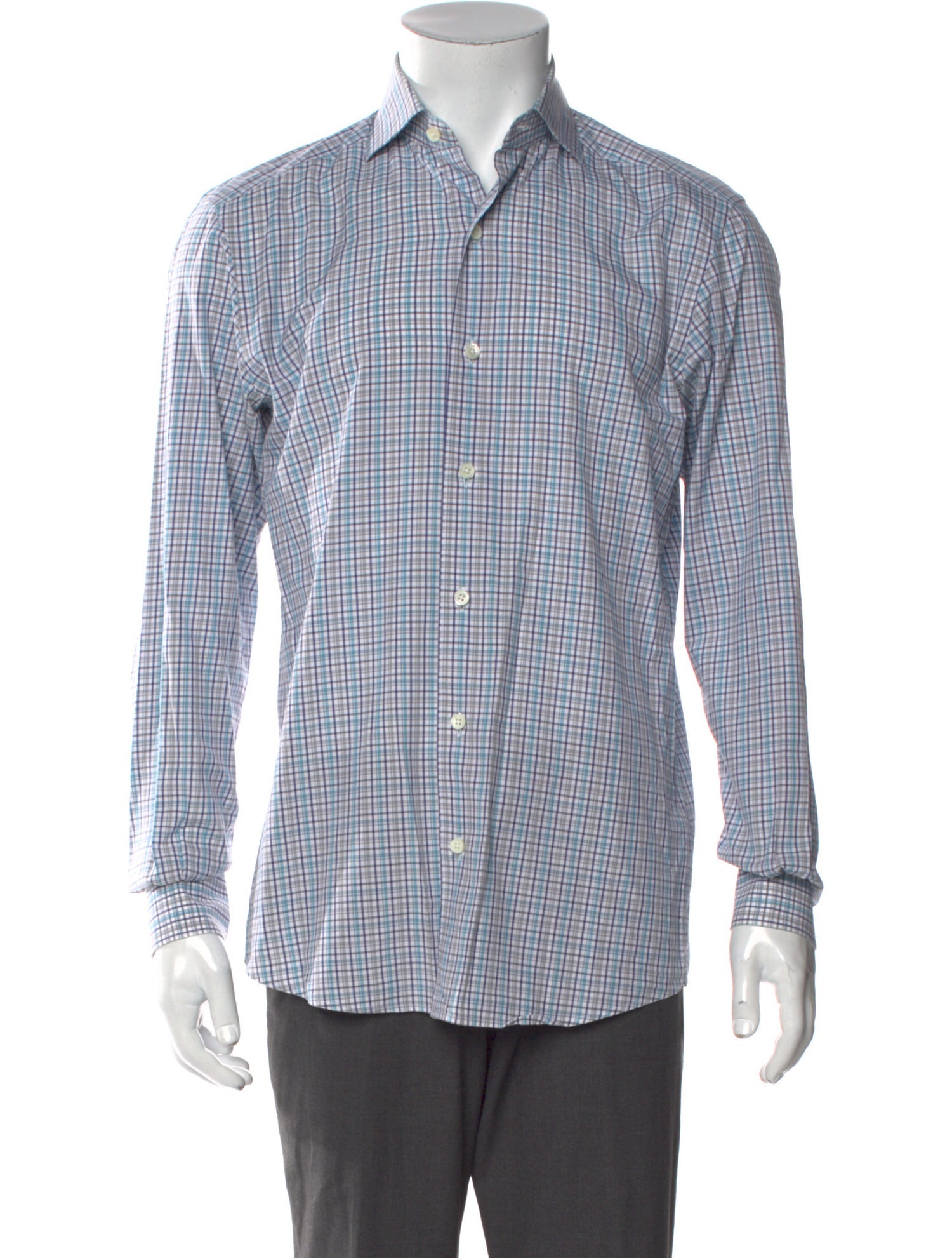 Ermenegildo Zegna Plaid Print Long Sleeve Dress Shirt