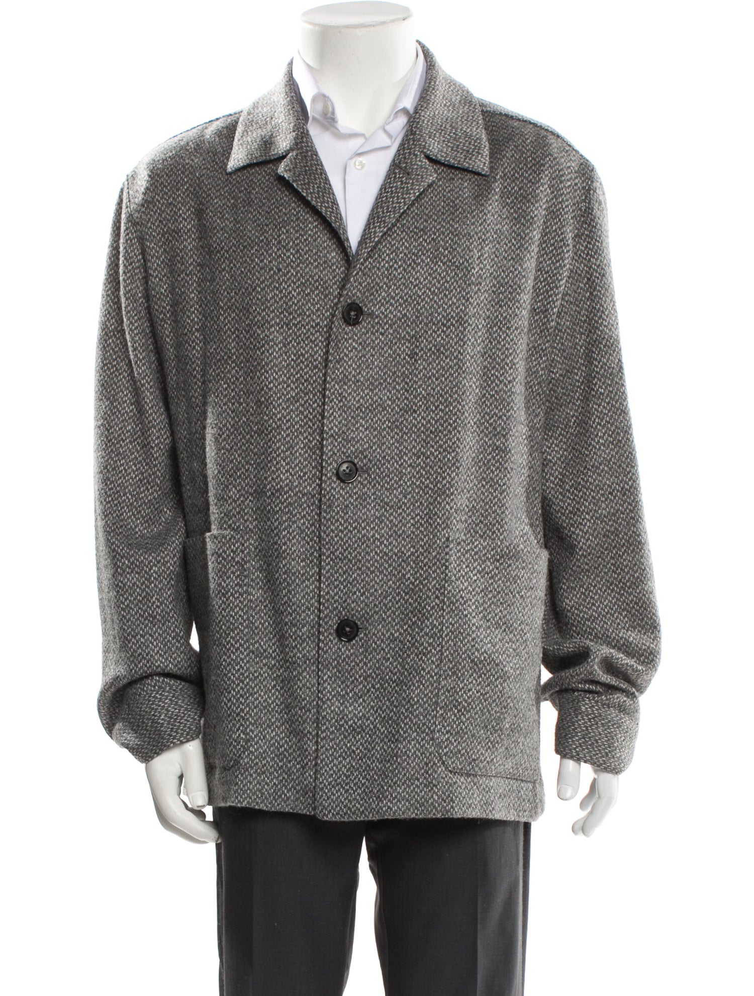 Zegna Wool Houndstooth Print Peacoat