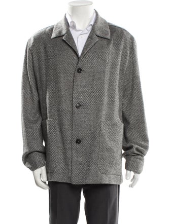 Zegna Wool Houndstooth Print Peacoat