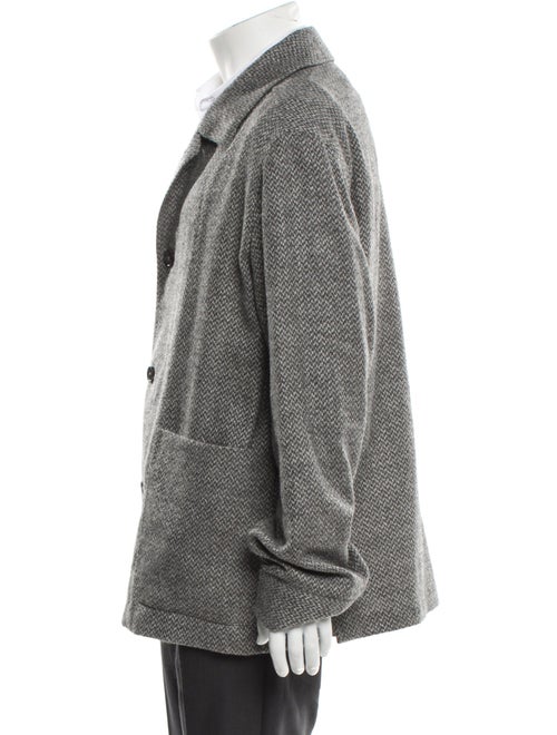 Zegna Wool Houndstooth Print Peacoat