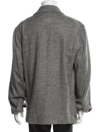 Zegna Wool Houndstooth Print Peacoat