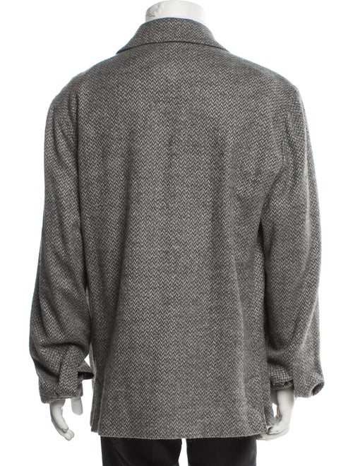 Zegna Wool Houndstooth Print Peacoat