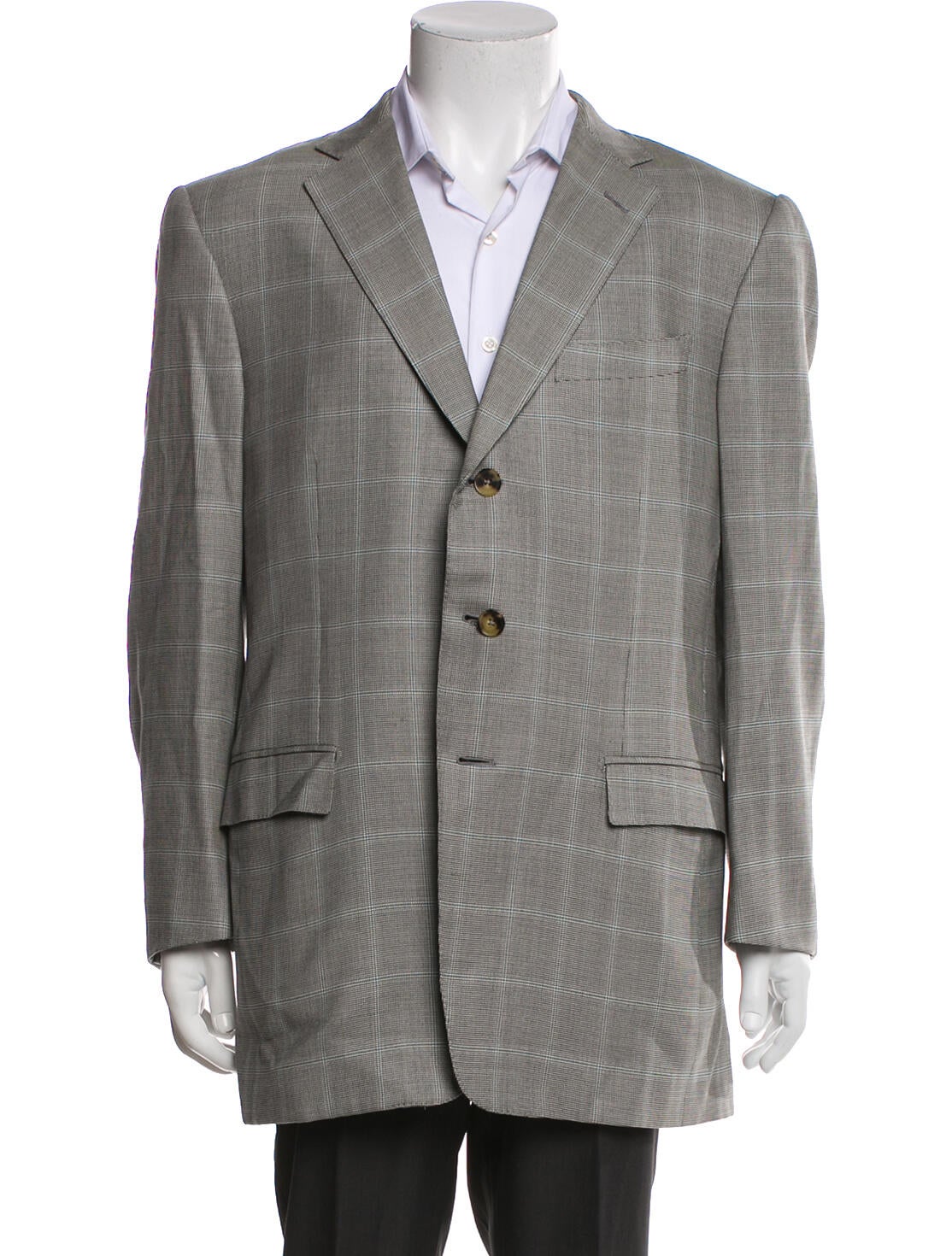 Ermenegildo Zegna Wool Plaid Print Blazer