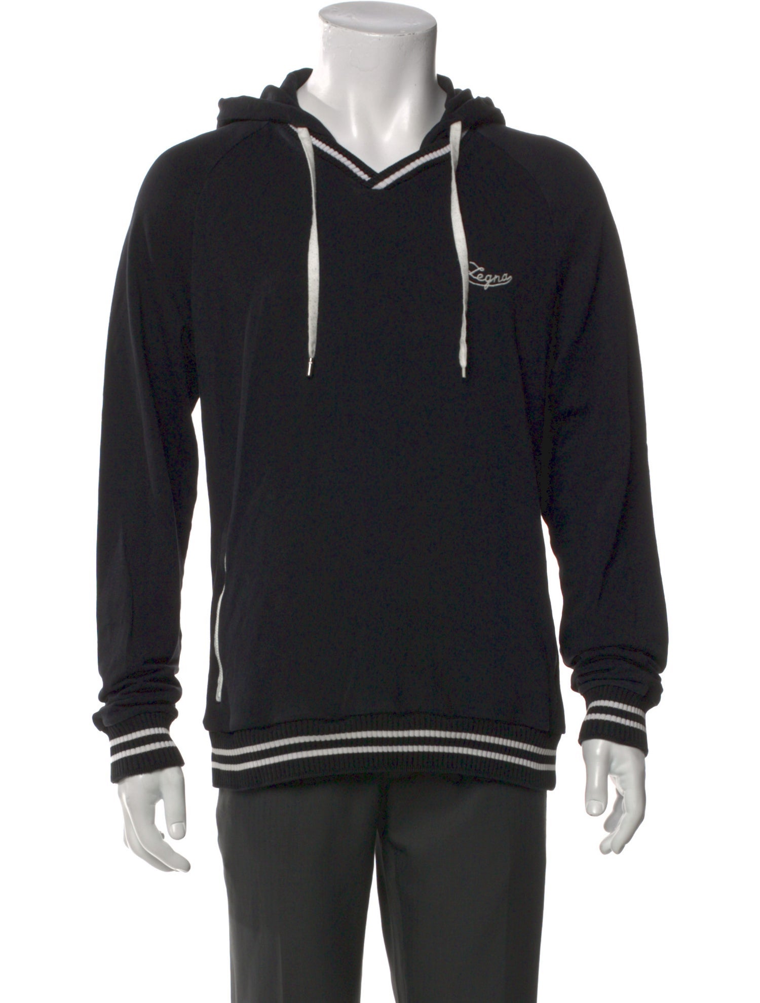 Zegna Striped V-Neck Hoodie