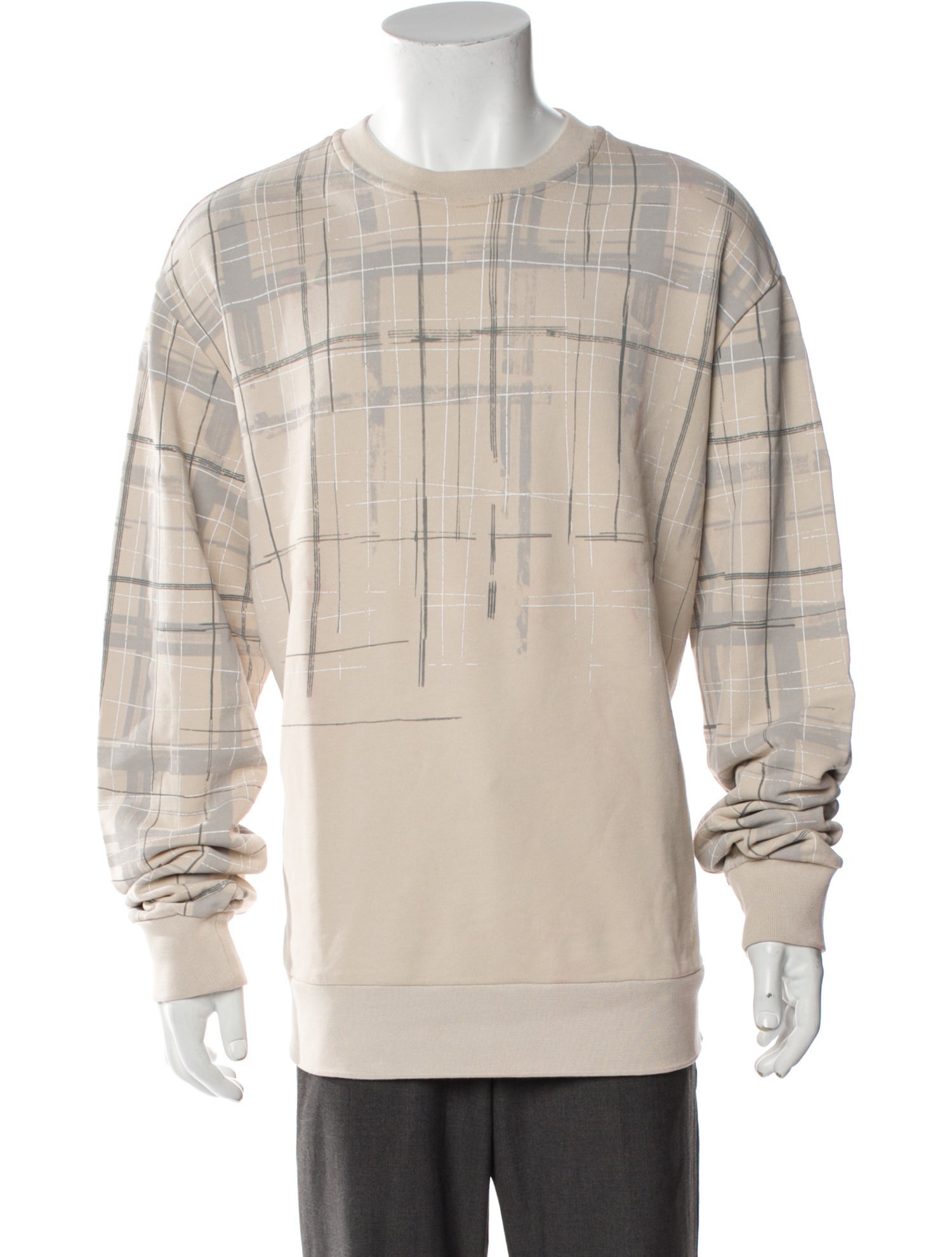 Z Zegna Plaid Print Crew Neck Sweatshirt