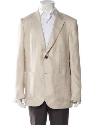 Zegna Suiting Cashmere Plaid Print Blazer 3XL