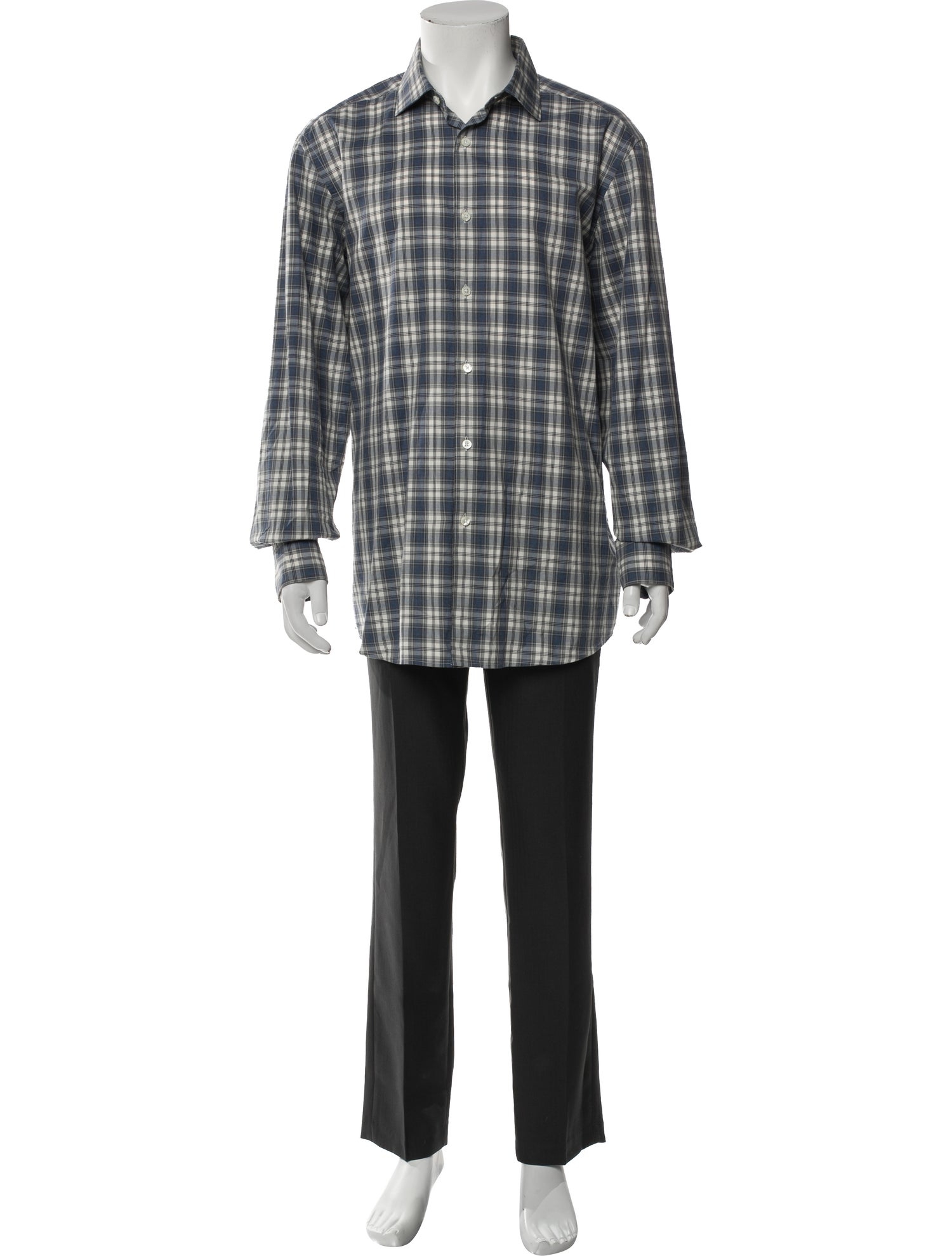 Zegna Plaid Print Long Sleeve Shirt