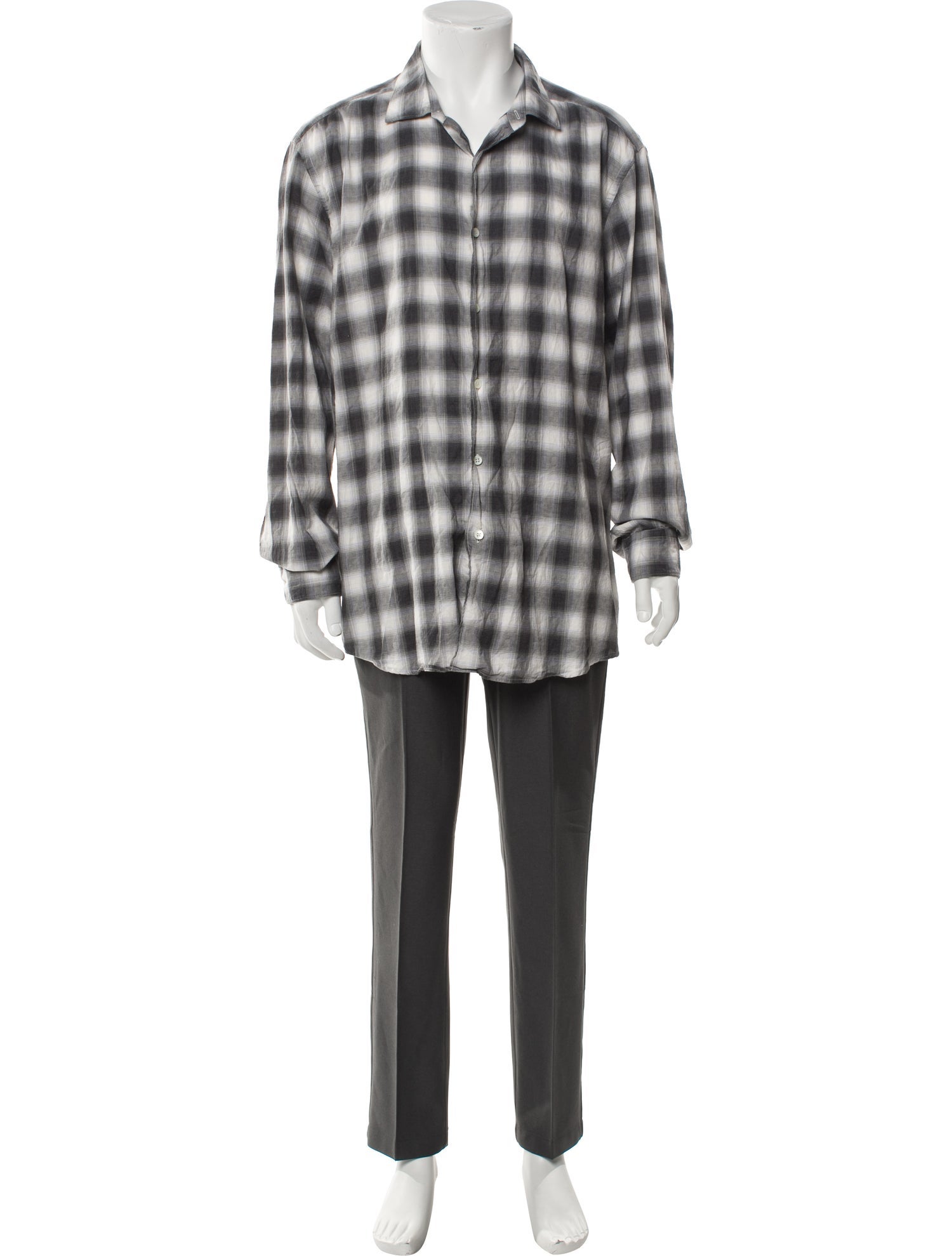 Zegna Plaid Print Long Sleeve Shirt