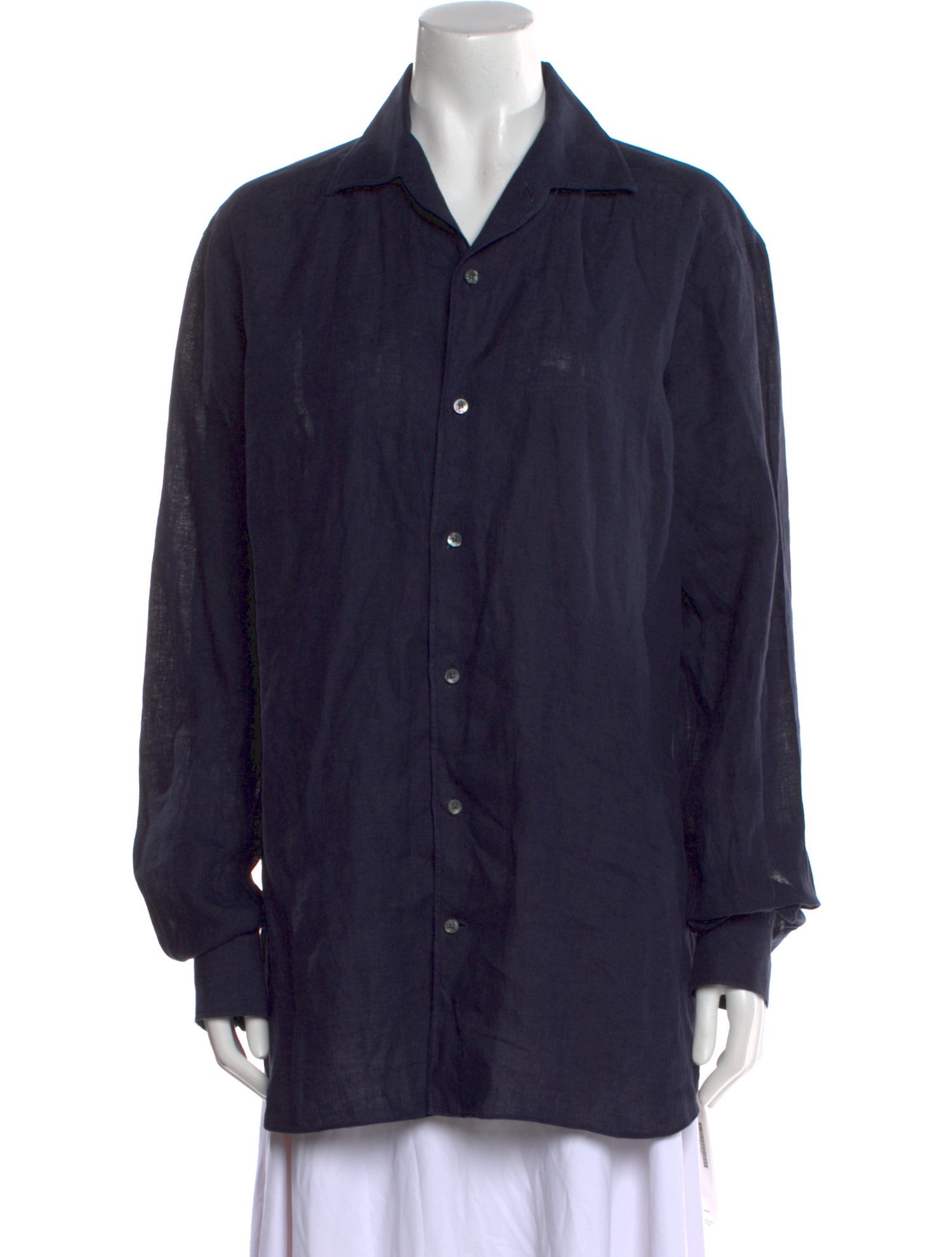 Zegna Linen Long Sleeve Button-Up Top
