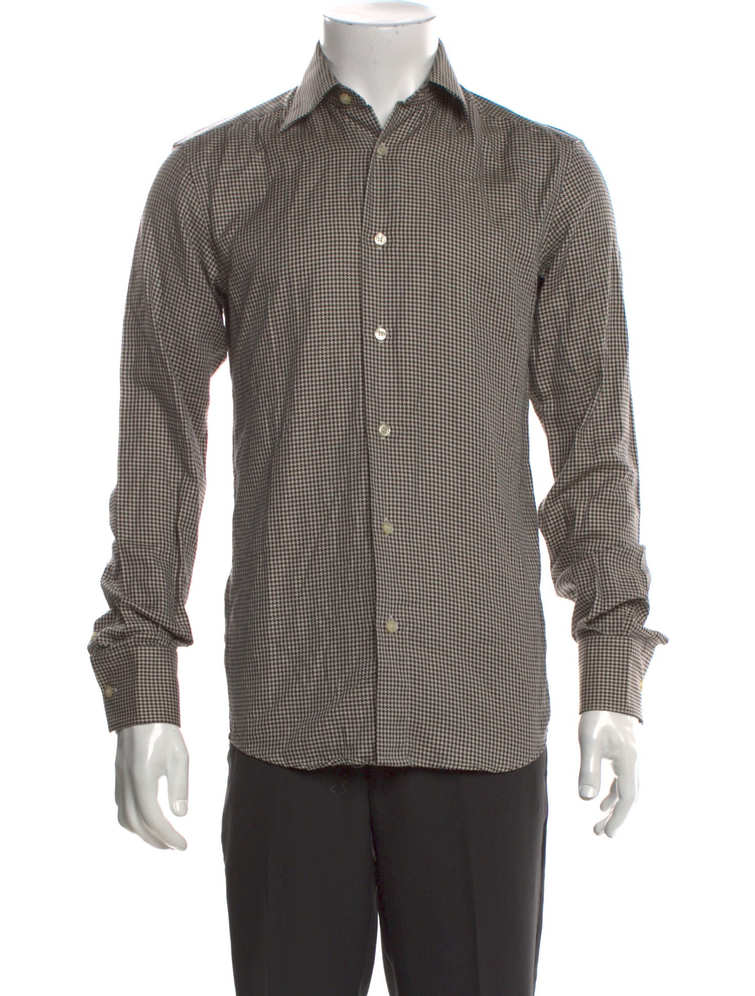 Zegna Plaid Print Long Sleeve Shirt