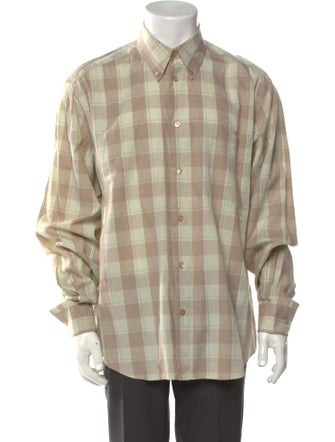 Zegna Plaid Print Long Sleeve Shirt
