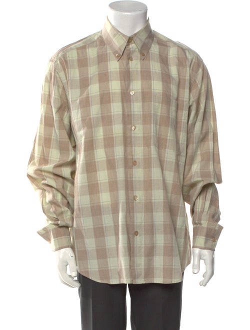 Zegna Plaid Print Long Sleeve Shirt