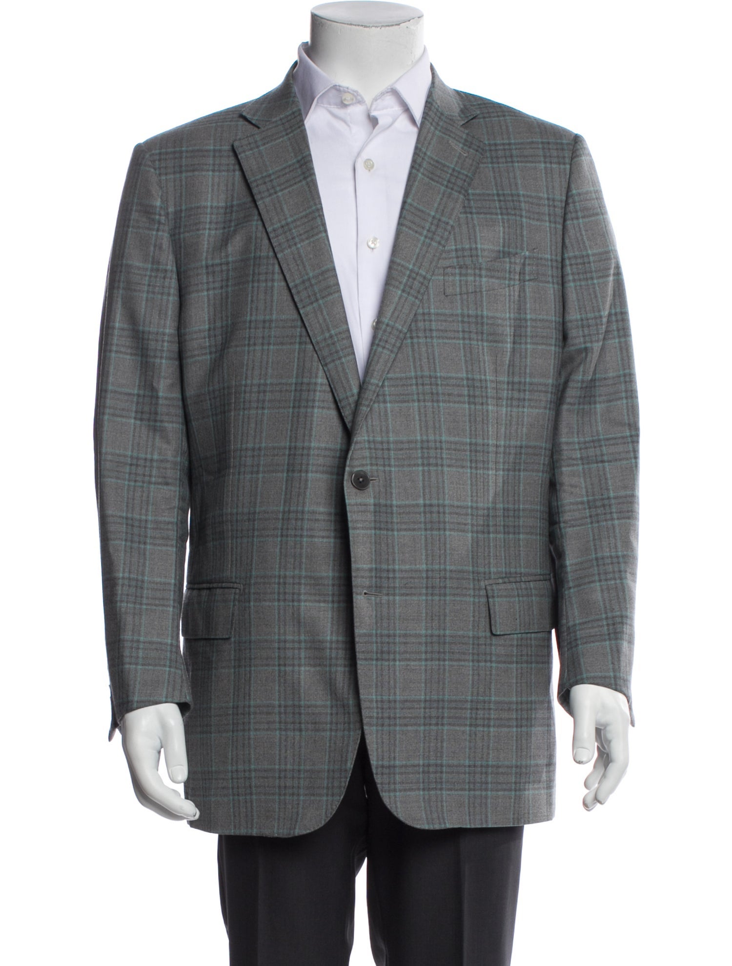 Zegna Wool Plaid Print Blazer