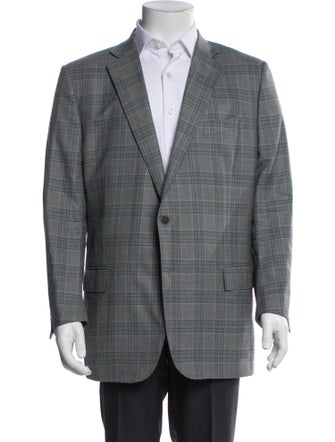 Zegna Wool Plaid Print Blazer