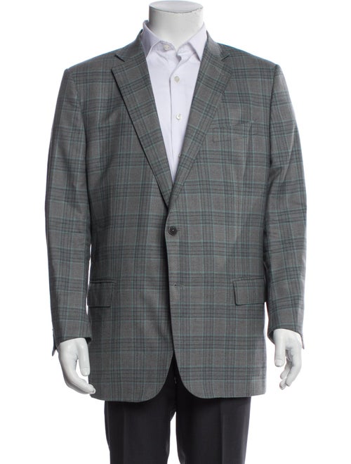 Zegna Wool Plaid Print Blazer