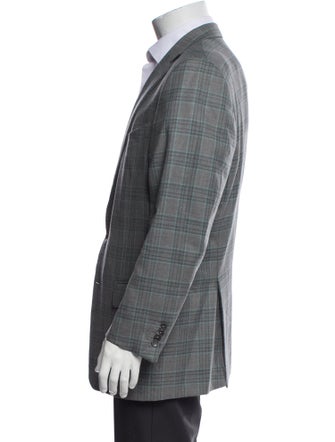 Zegna Wool Plaid Print Blazer