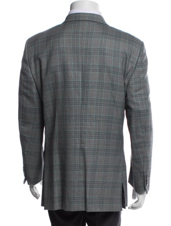 Zegna Wool Plaid Print Blazer